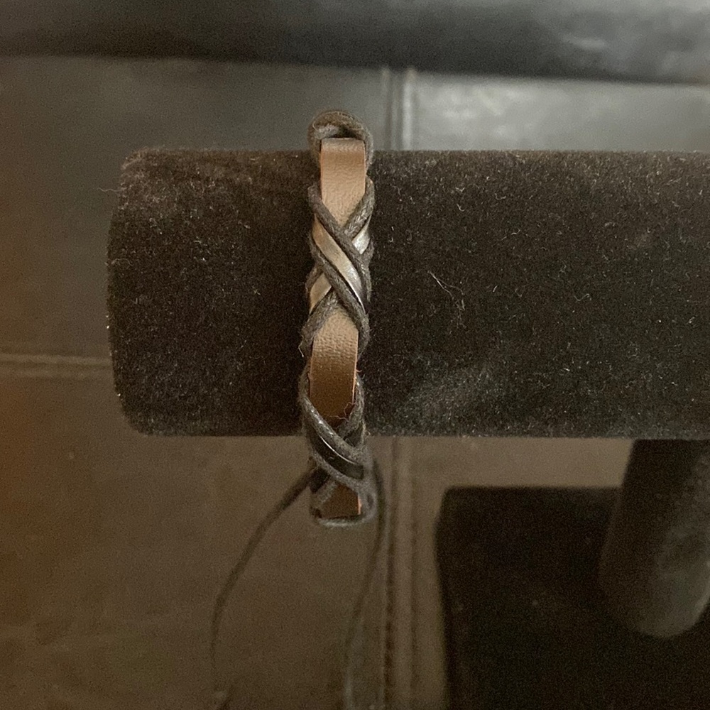 NWOT Braided Black and Brown Leather bracelet